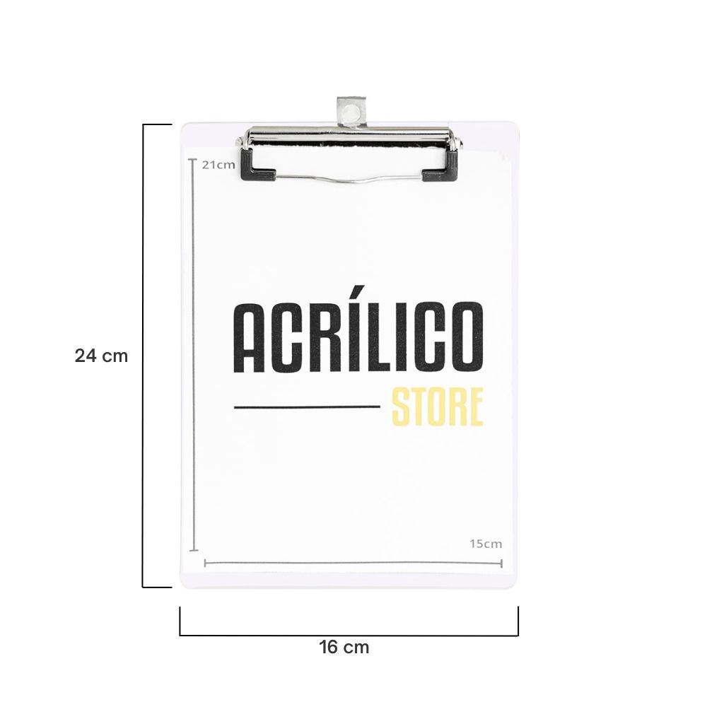 Prancheta de Acrílico A5 (15x21cm)