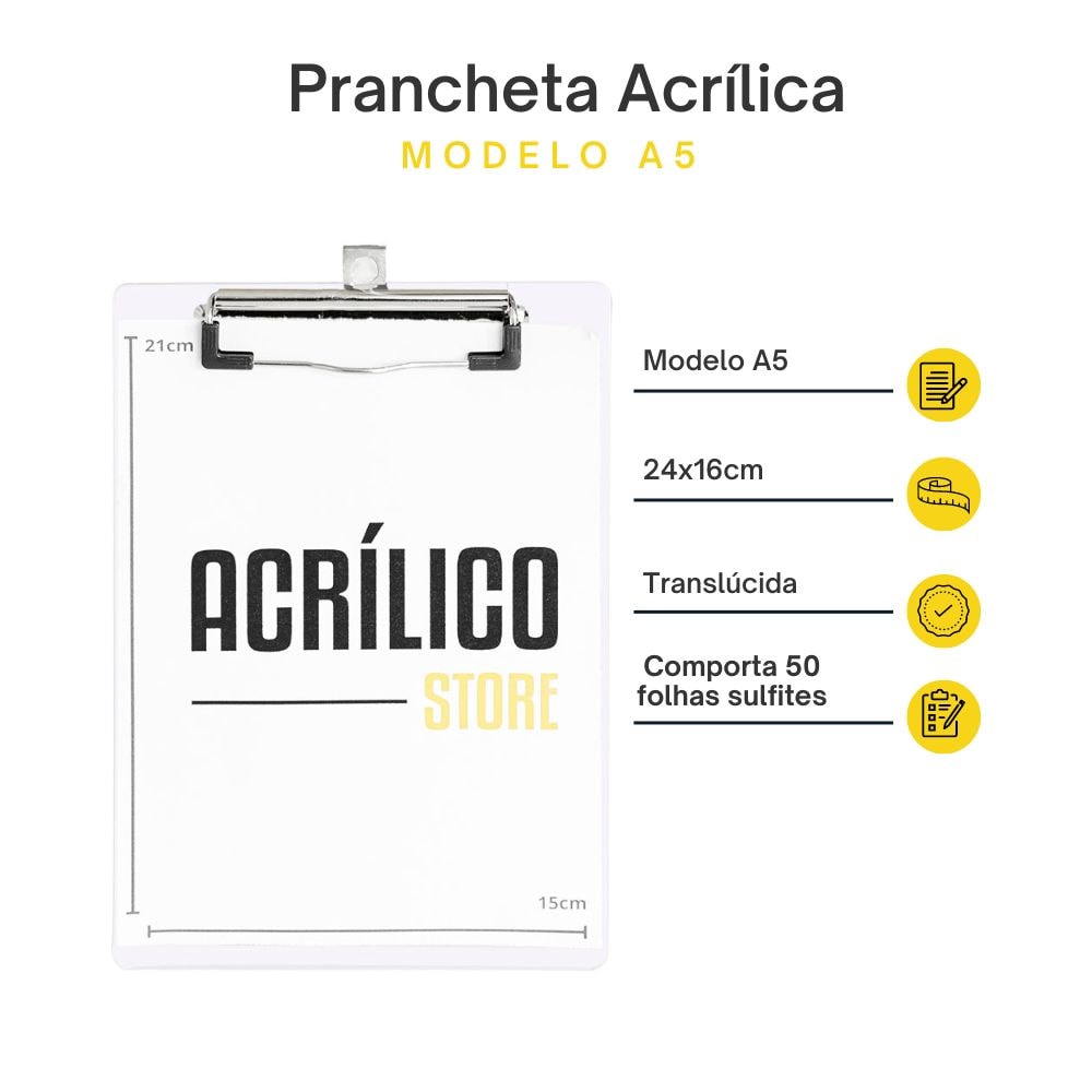 Prancheta de Acrílico A5 (15x21cm) Prancheta de Acrílico A5 (15x21cm)