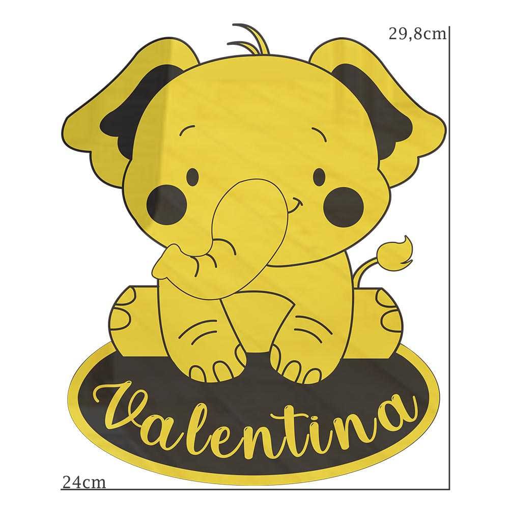Quadro Decorativo - Elefante com Nome Personalizado Quadro Decorativo - Elefante com Nome Personalizado