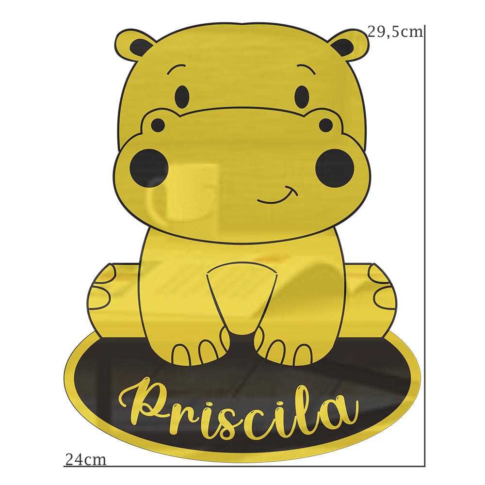 Quadro Decorativo - Hipopótamo Com Nome Personalizado Quadro Decorativo - Hipopótamo Com Nome Personalizado