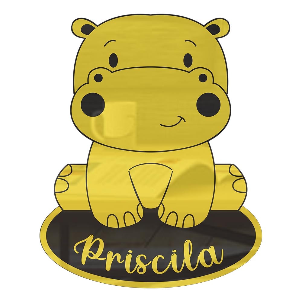 Quadro Decorativo - Hipopótamo Com Nome Personalizado Quadro Decorativo - Hipopótamo Com Nome Personalizado