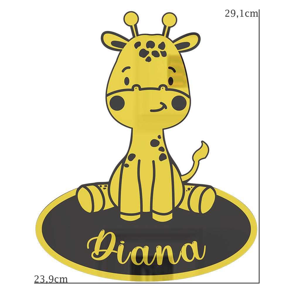 Quadro Decorativo – Girafa com Nome Personalizado