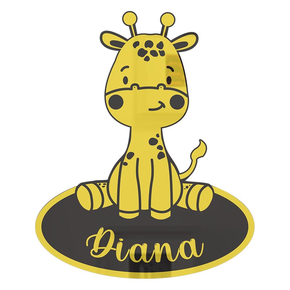 Quadro Decorativo – Girafa com Nome Personalizado