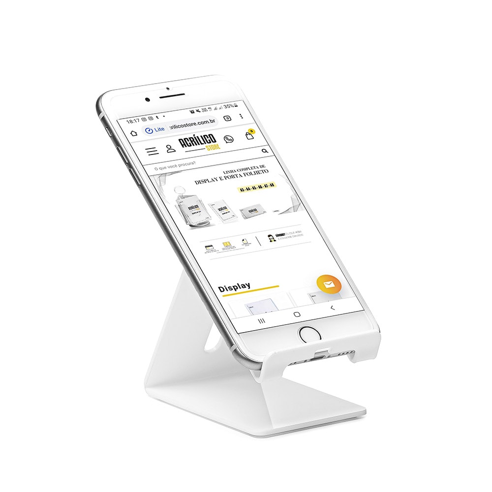 Suporte Celular Universal em Acrílico Branco Suporte Celular Universal em Acrílico Branco