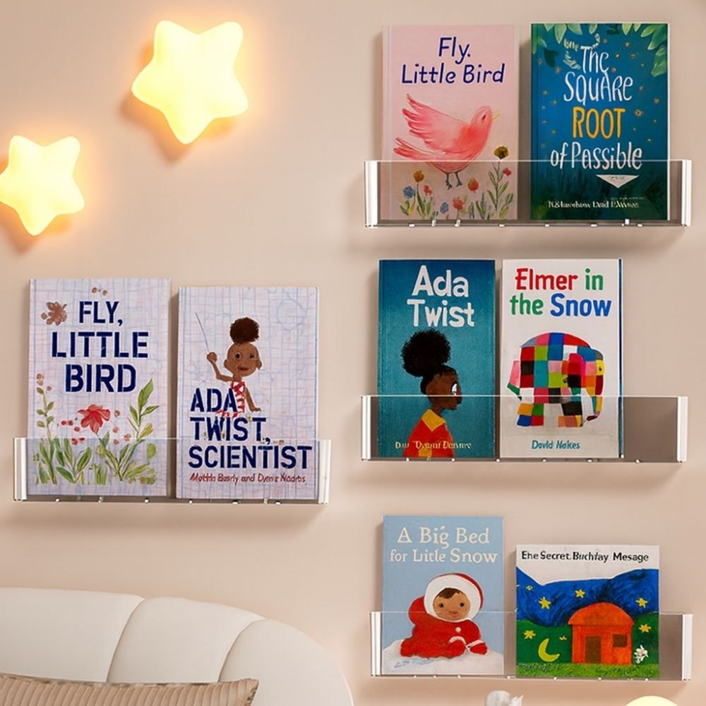 Suporte de Parede em Acrílico para Livros