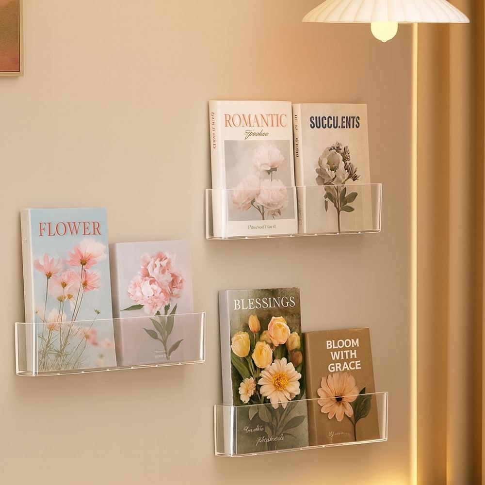 Suporte de Parede em Acrílico para Livros