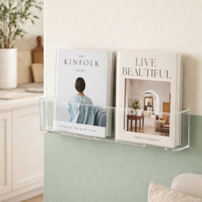 Suporte de Parede em Acrílico para Livros