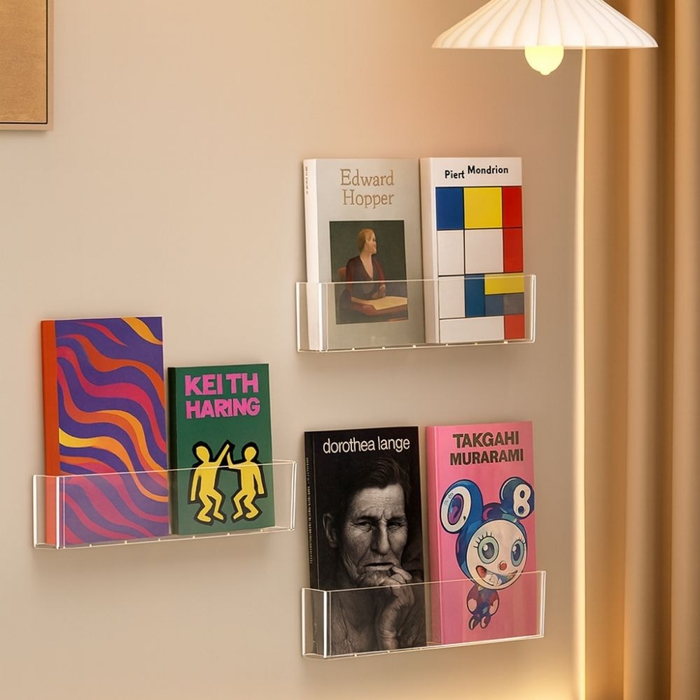 Suporte de Parede em Acrílico para Livros