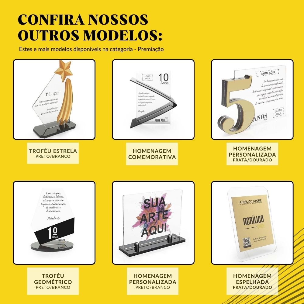 Troféu em Acrilico Personalizado 10x15cm Troféu em Acrilico Personalizado 10x15cm