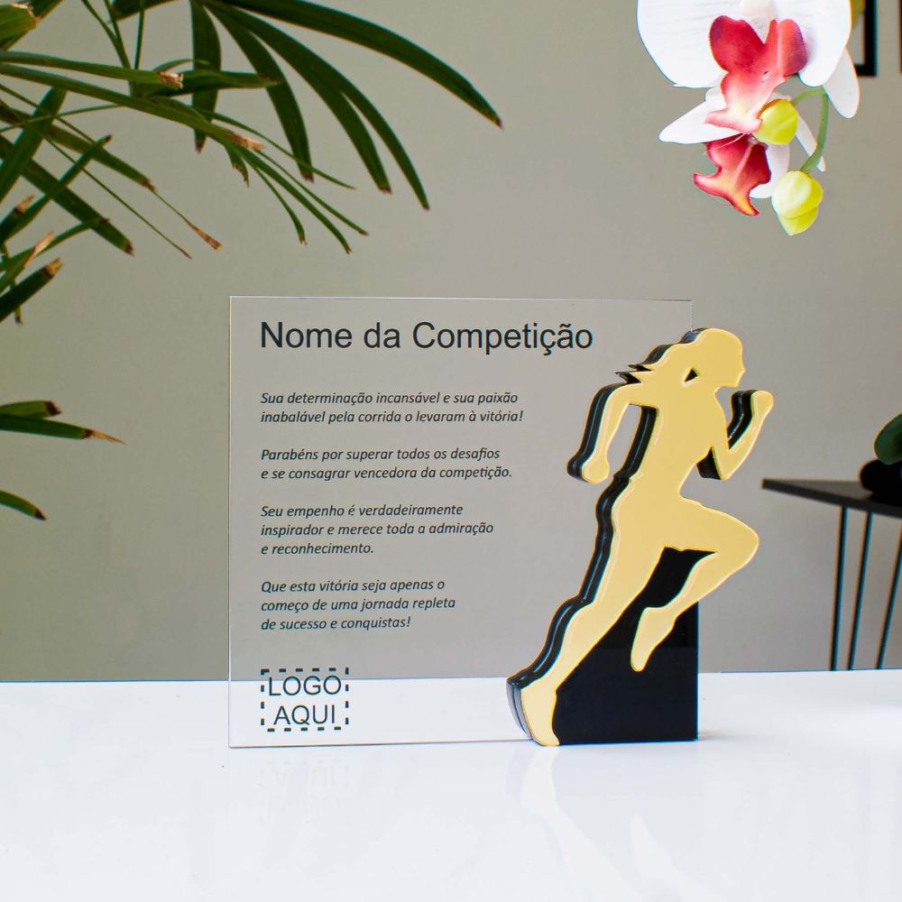 Troféu em Acrílico Personalizado Atlético Corredora Troféu em Acrílico Personalizado Atlético Corredora