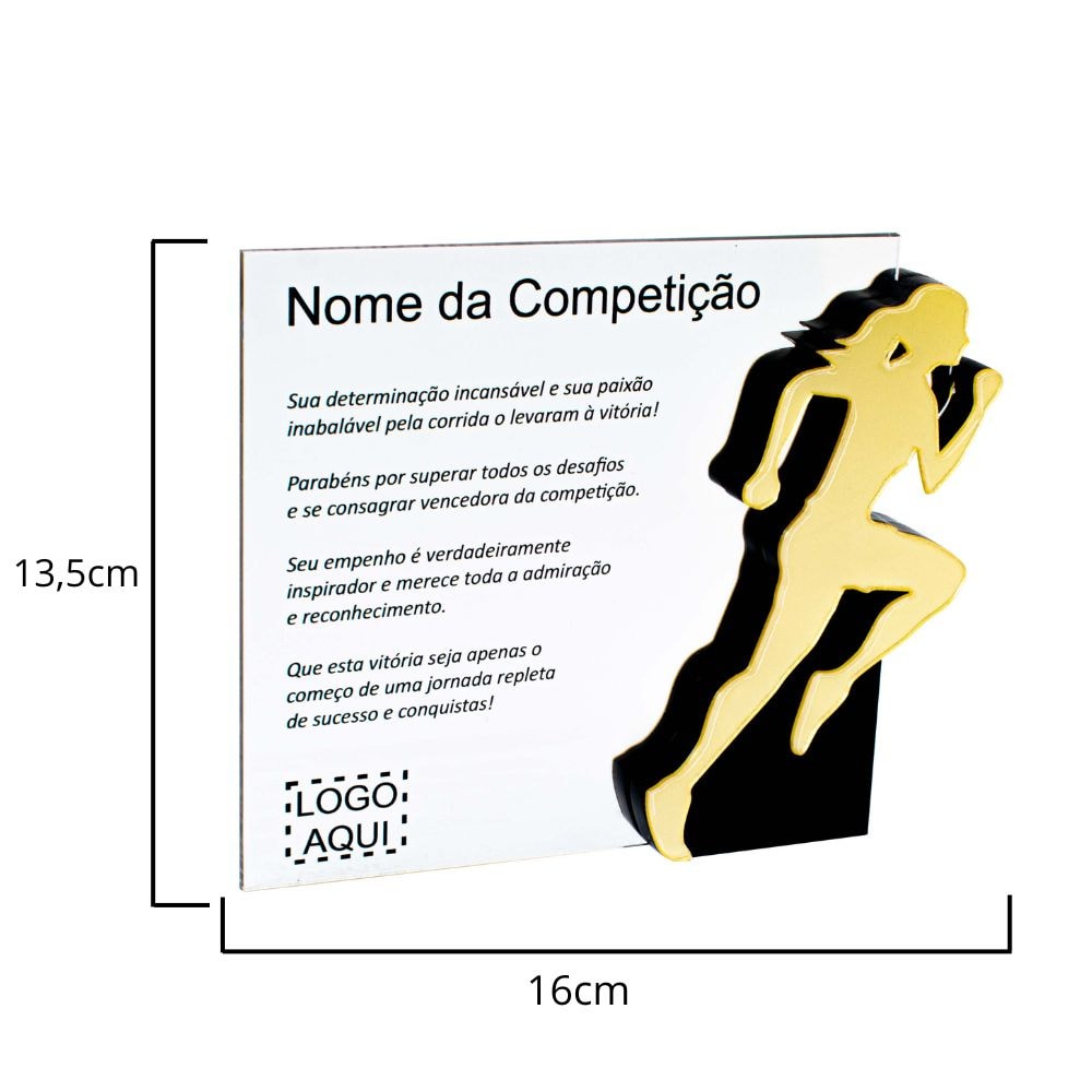 Troféu em Acrílico Personalizado Atlético Corredora Troféu em Acrílico Personalizado Atlético Corredora