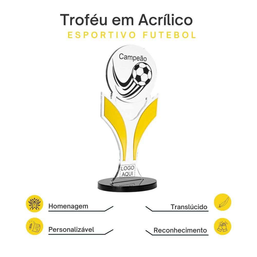 Troféu em Acrílico Personalizado Esportivo Futebol Troféu em Acrílico Personalizado Esportivo Futebol