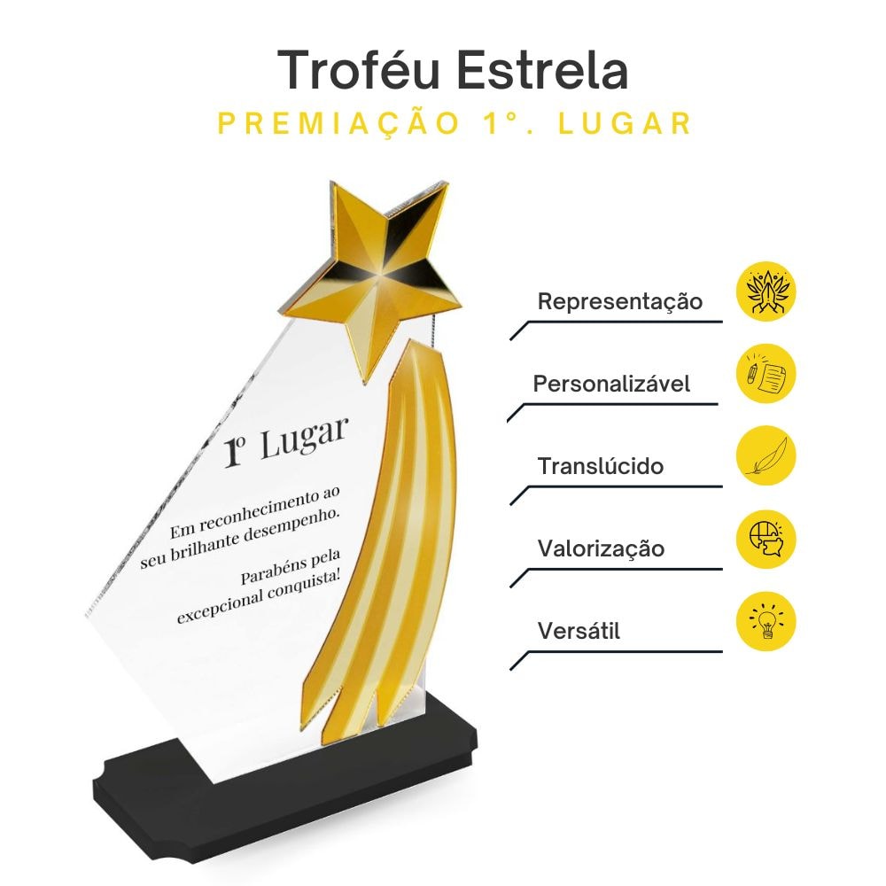 Troféu em Acrílico Personalizado Estrela