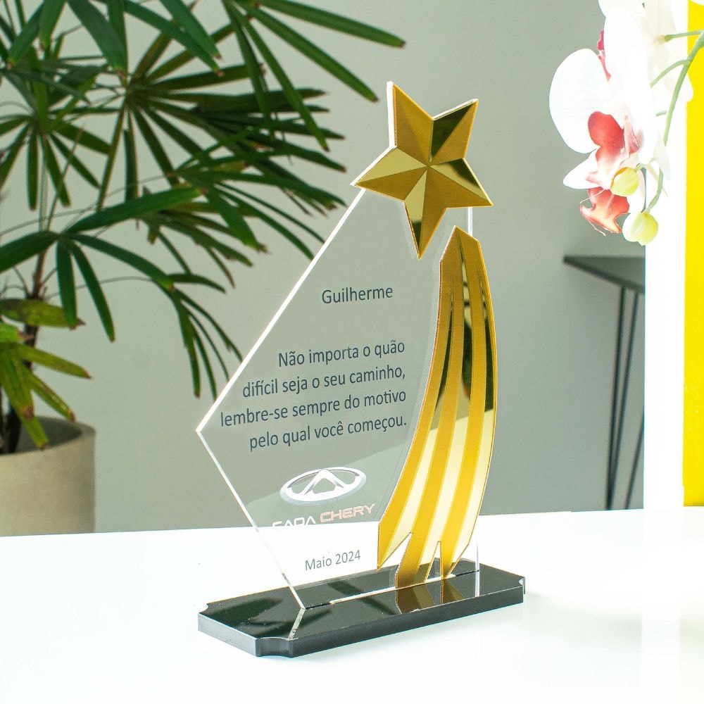 Troféu em Acrílico Personalizado Estrela