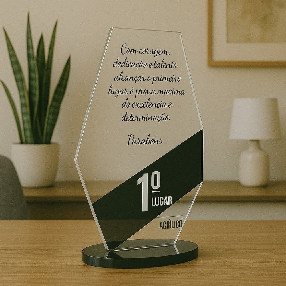 Troféu em Acrílico Personalizado Geométrico