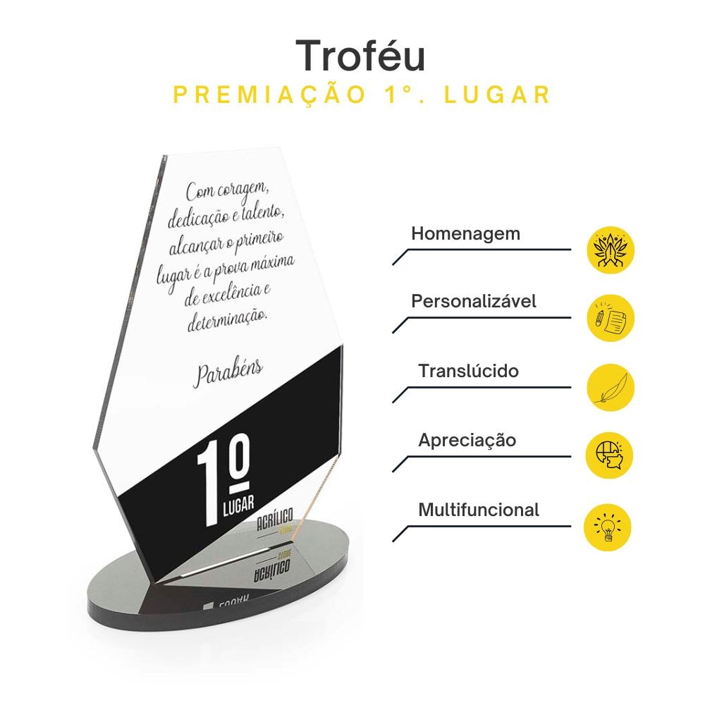 Troféu em Acrílico Personalizado Geométrico Troféu em Acrílico Personalizado Geométrico