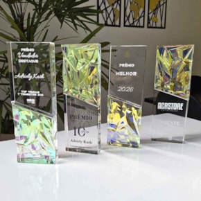 Troféu em Vidro Diamante Holográfico