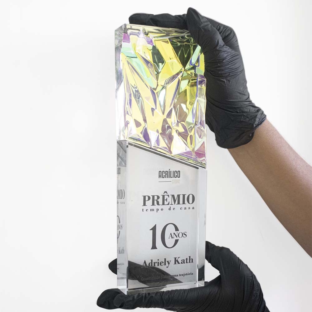 Troféu em Vidro Diamante Holográfico