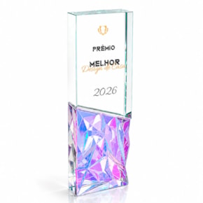 Troféu em Vidro Diamante Holográfico