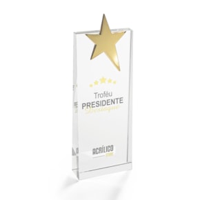 Troféu em Vidro Estrela Ouro