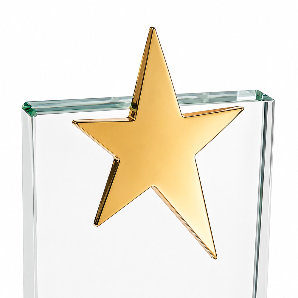 Troféu em Vidro Estrela Ouro