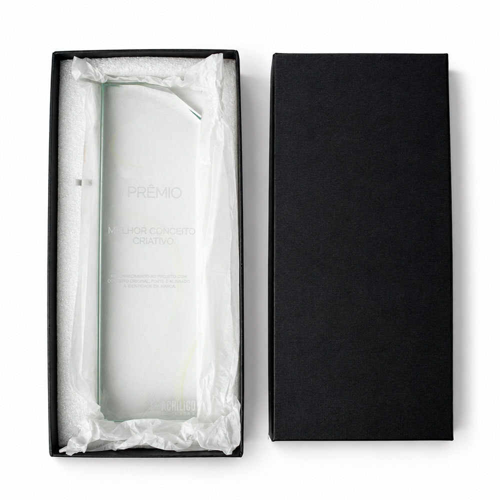 Troféu Homenagem Premium em Vidro Personalizado com Base