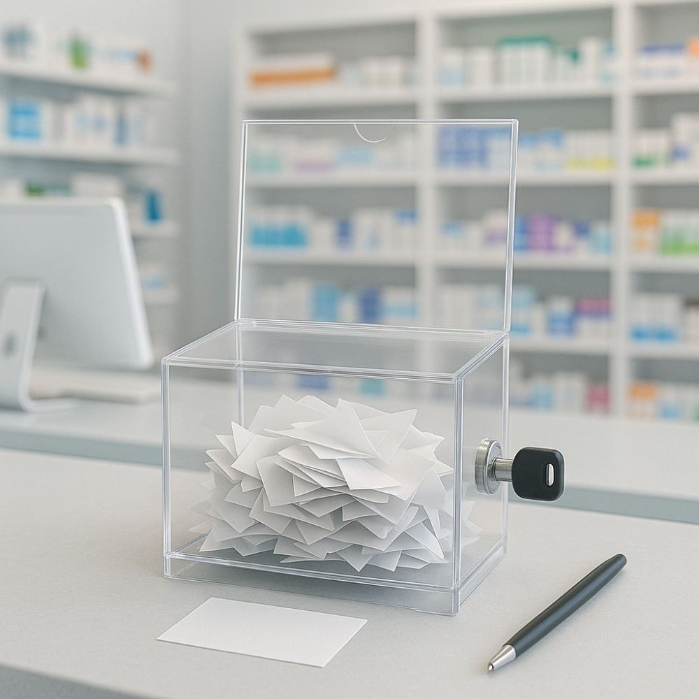 Urna em Acrílico Cristal com Display Urna em Acrílico Cristal com Display