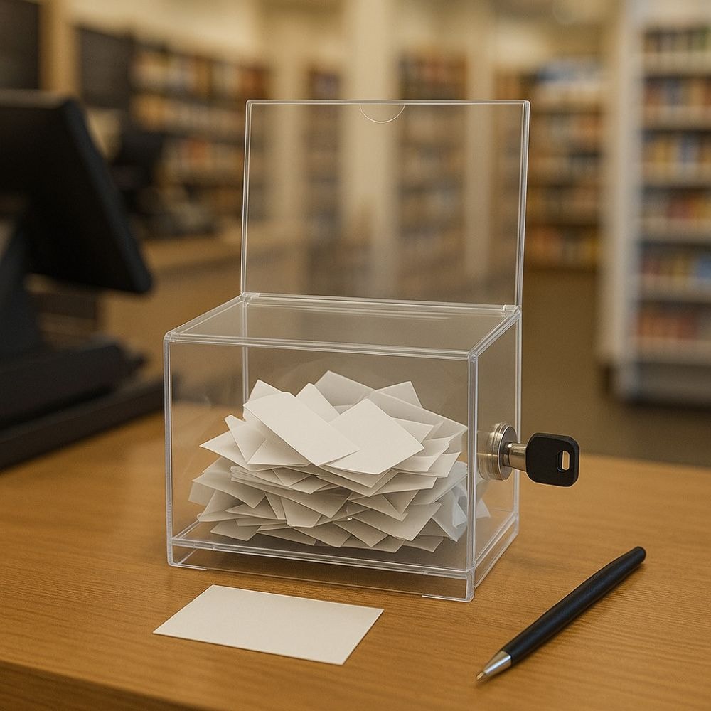 Urna em Acrílico Cristal com Display Urna em Acrílico Cristal com Display