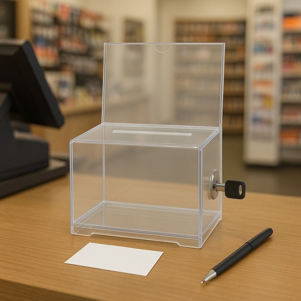 Urna em Acrílico Cristal com Display Urna em Acrílico Cristal com Display